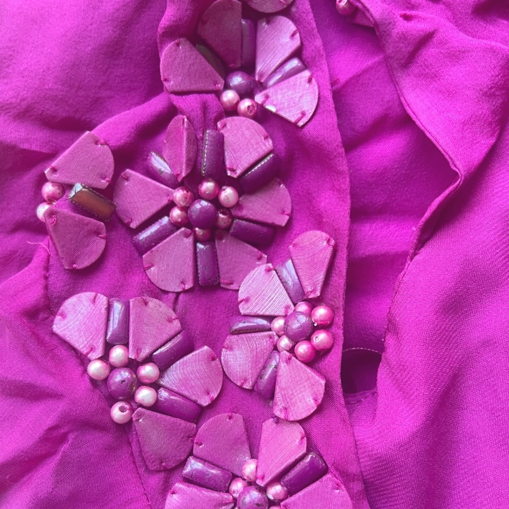 Rebecca Taylor Y2K Vintage Silk Micro Mini Balloon Pink Sheer Silk Embellished 2 - Picture 7 of 10